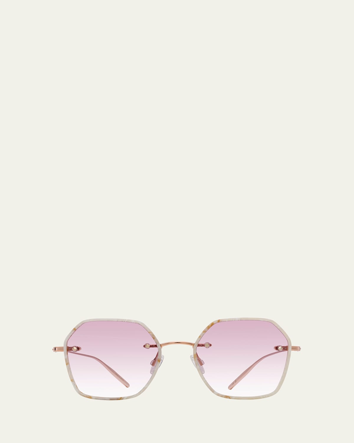 Barton Perreira Rhonda Rose Gold Titanium & Acetate Square Sunglasses In Rhonda (rimless) Rose Gold / Tusk / Rose (ar)