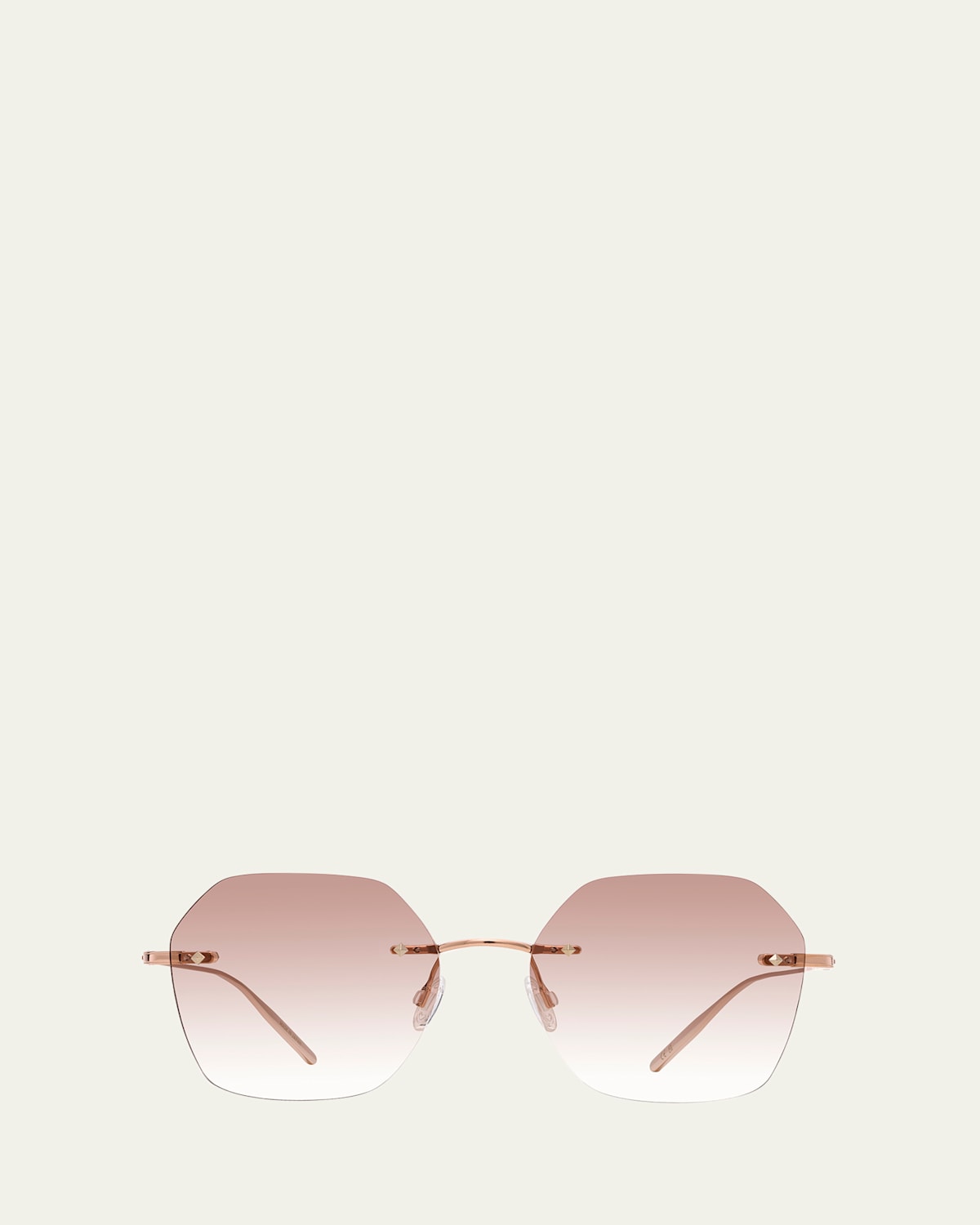 Barton Perreira Rhona Rimless Rose Gold Titanium Square Sunglasses In Rhonda (rimless) Rose Gold / Chai (ar)