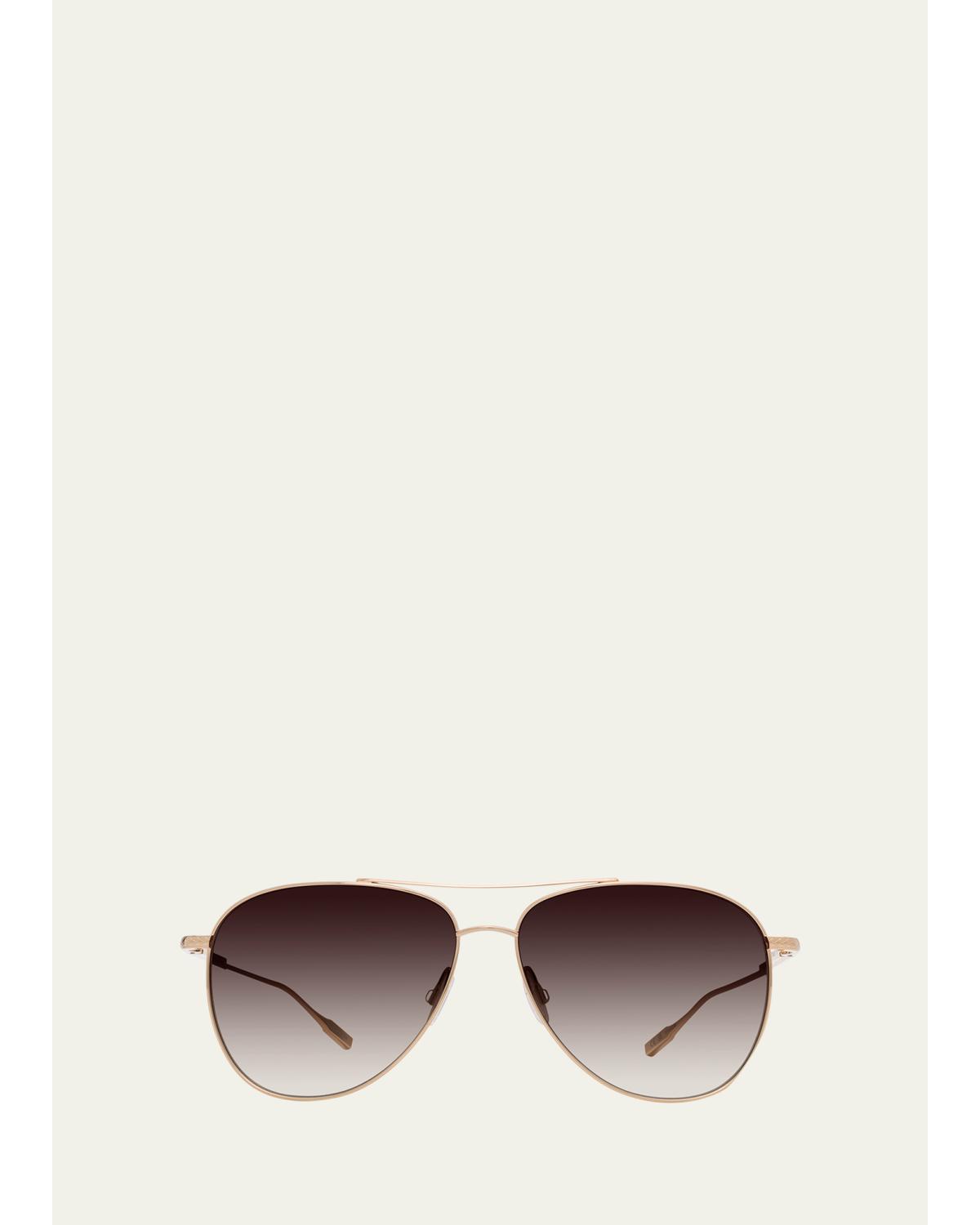 Barton Perreira Trask Golden Titanium Aviator Sunglasses In Gold Smokey Topaz
