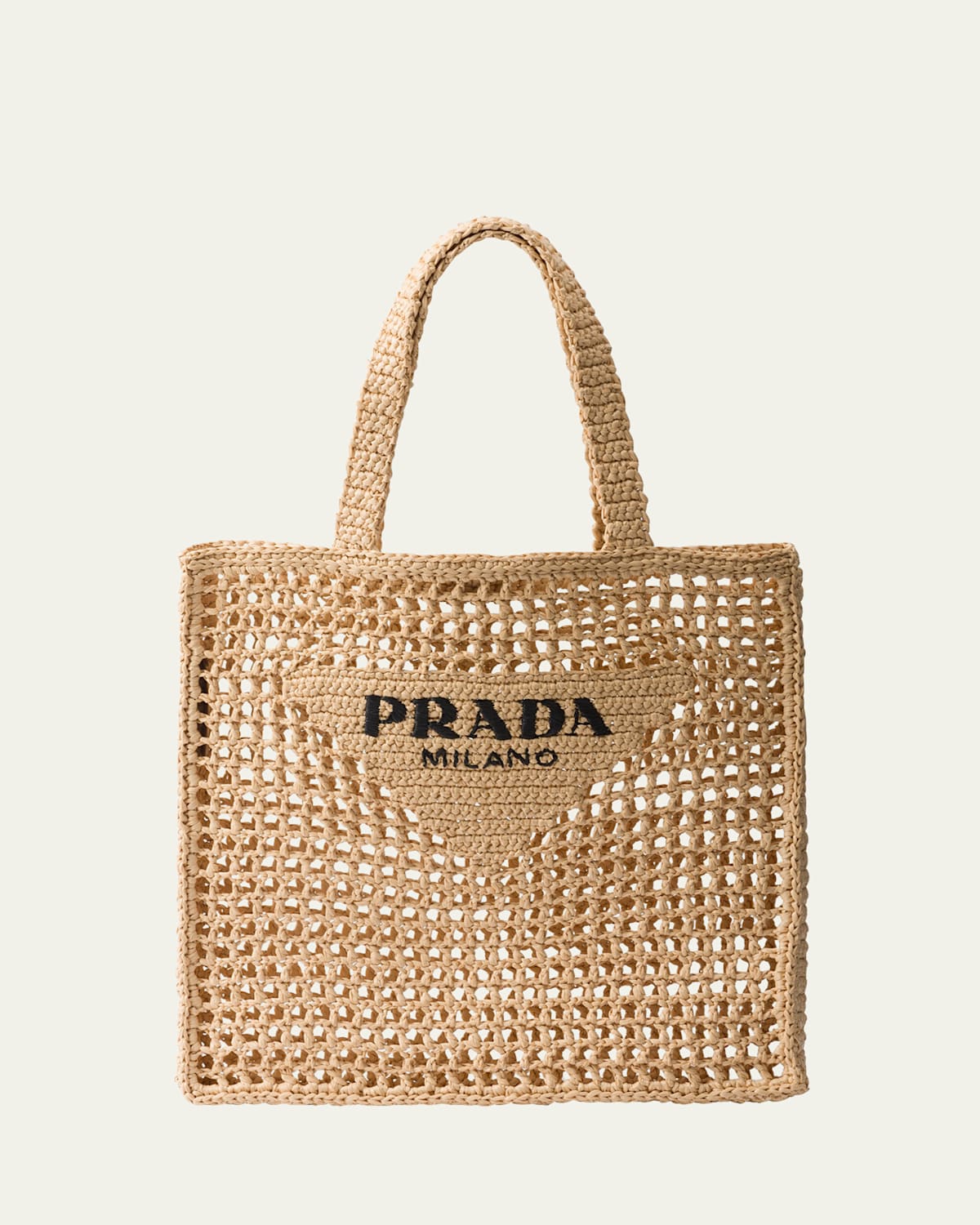 Prada Womens Black Triangle-plaque Embroidered-jacquard Medium Woven Tote Bag