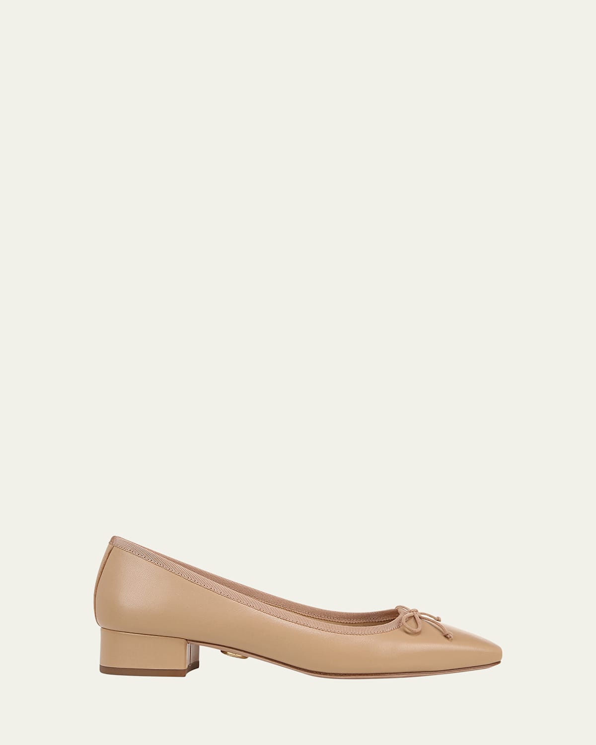 Veronica Beard Cecile Leather Bow Ballerina Pumps In Bisque