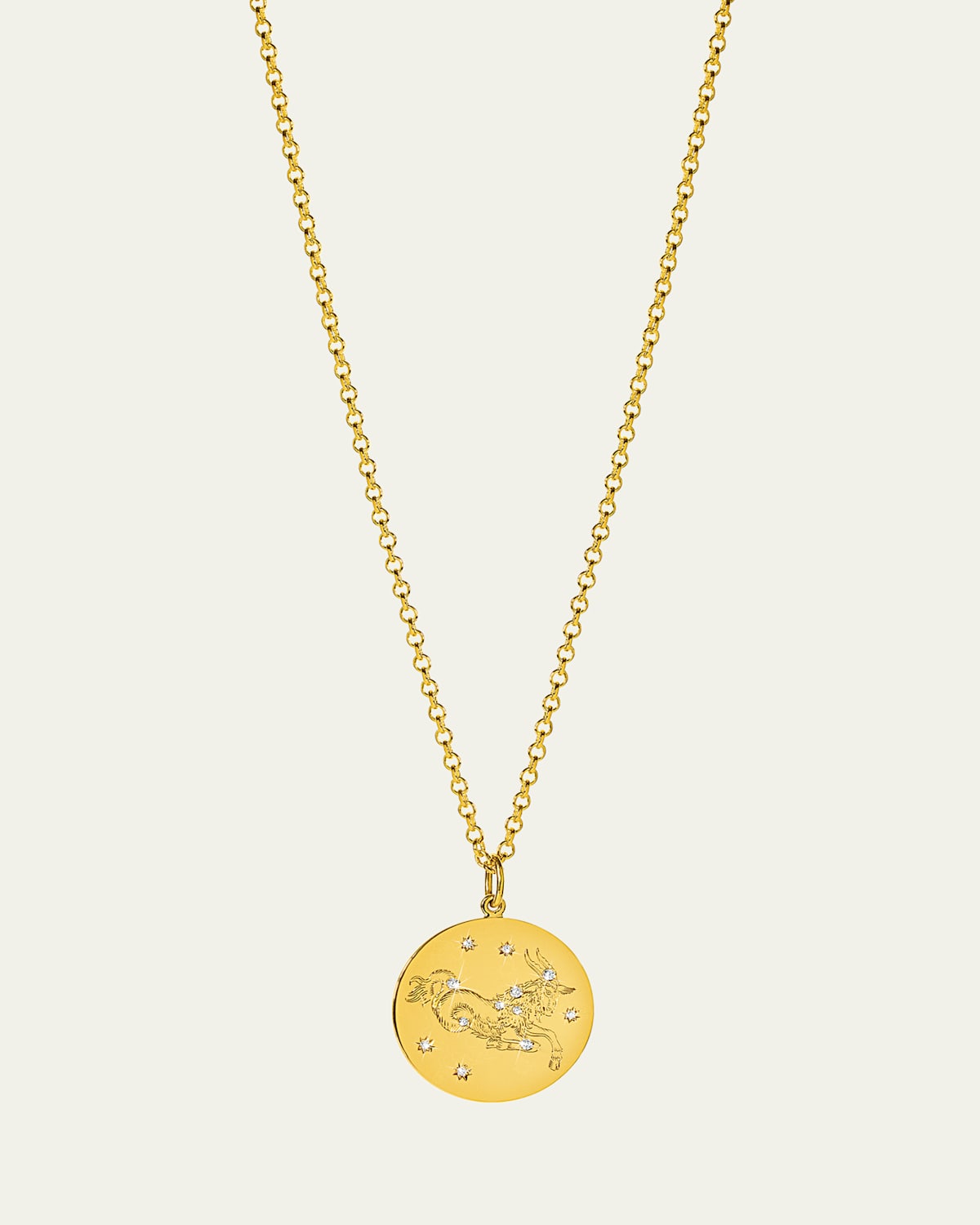 18K Gold Capricorn Zodiac Necklace with Diamonds