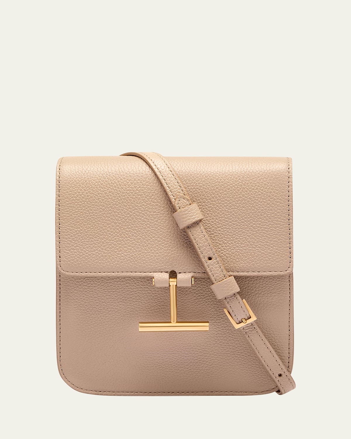 Tom Ford Tara Mini Crossbody Bag In Grain Leather In Light Beige