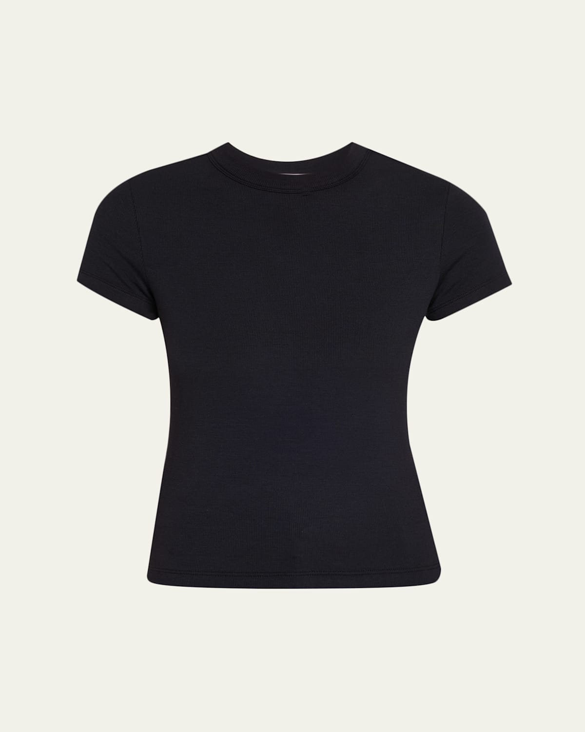 Frame Ribbed Crewneck Baby Tee In Black