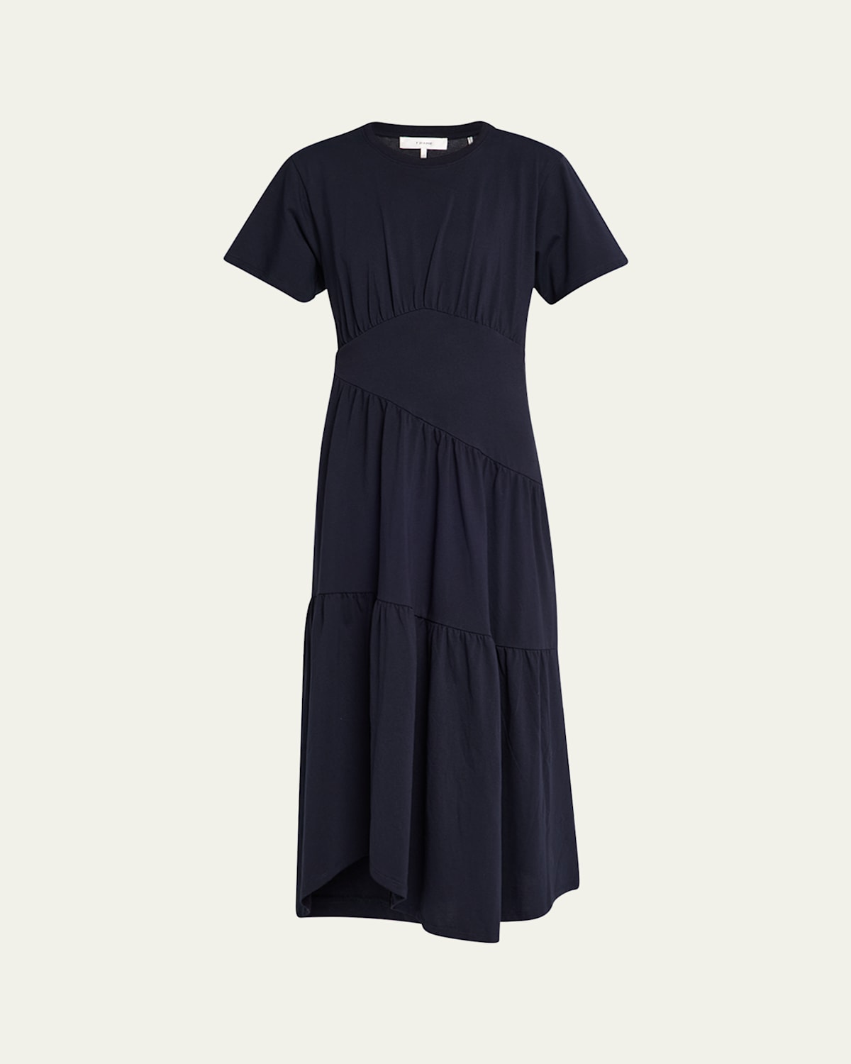 Frame Short-sleeve Gathered Maxi Dress In Blue