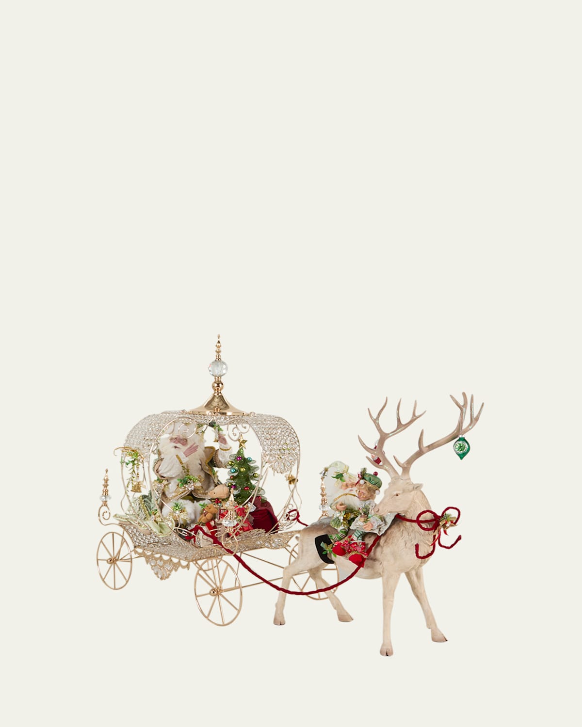 Mark Roberts Mistletoe Santa With Deer And Carriage Decor