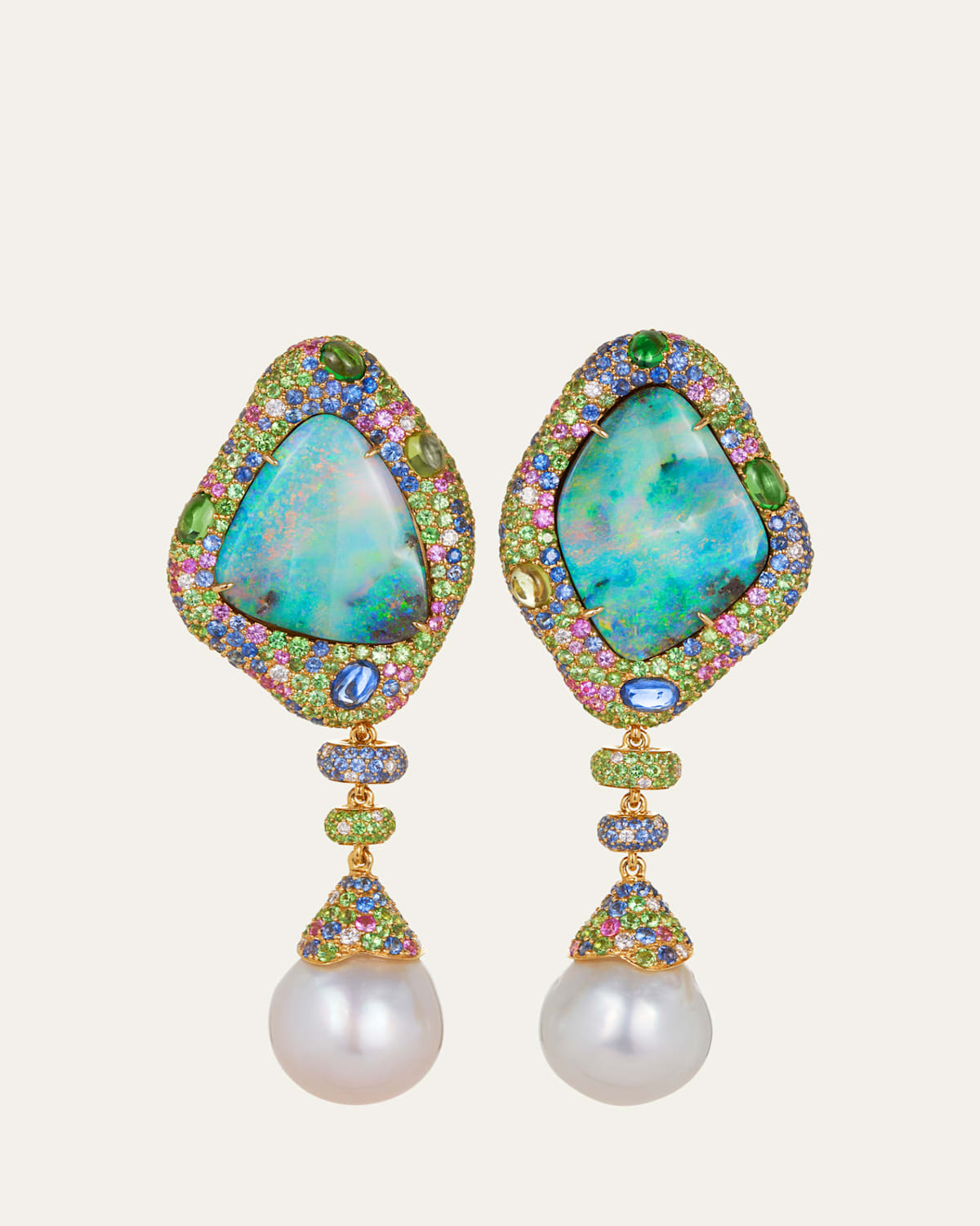 Opal, Multi-Stone, and Pearl Drop Earrings