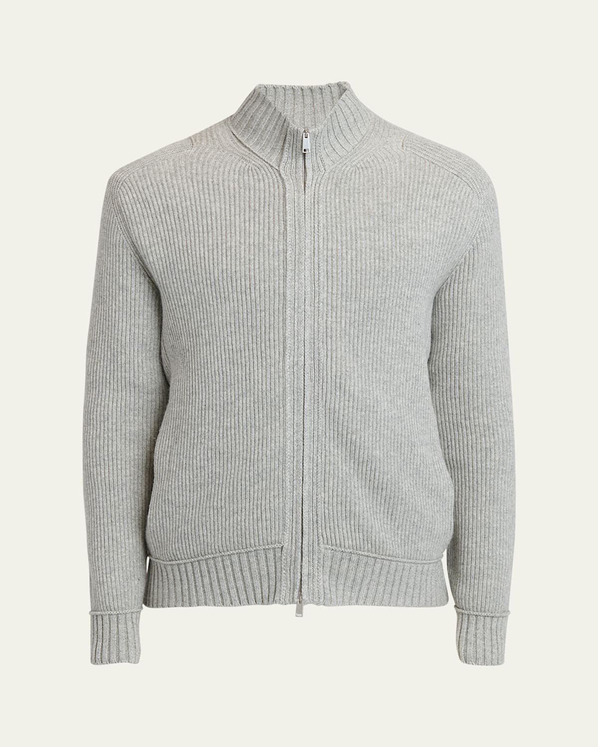 Zegna Men's Melange Oasi Cashmere Full-zip Sweater In Md Gry Fan