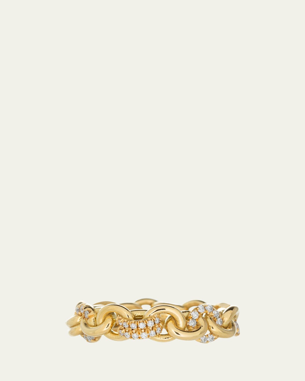 Spinelli Kilcollin 18K Yellow Gold Medium Fused Serpens Ring with Pave White Diamonds