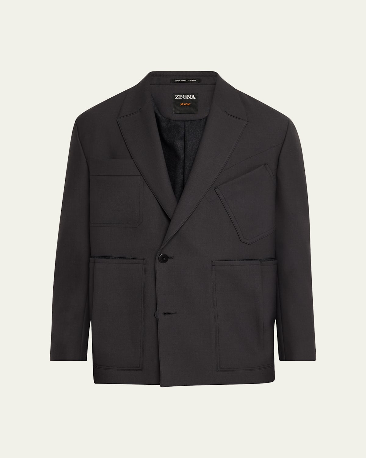 Zegna Men's Gardener Wool Single-breasted Jacket In Dk Gry Sld
