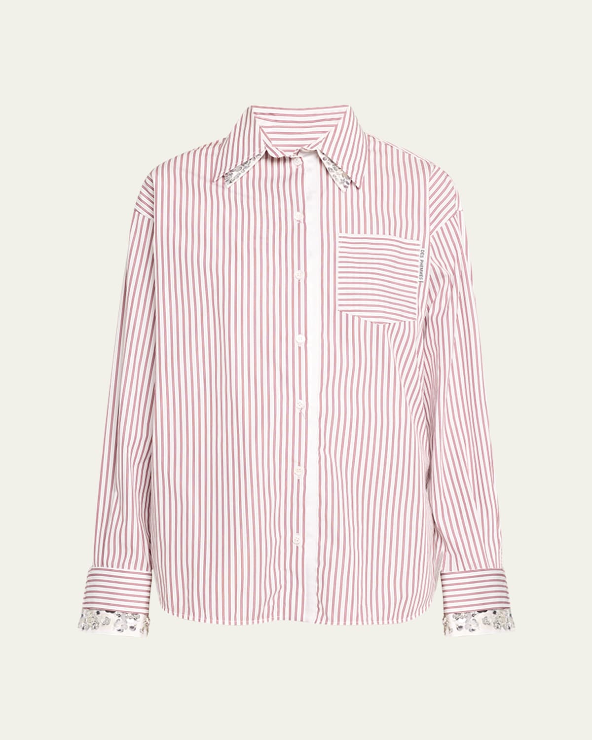 Oversized Striped Button-Front Top