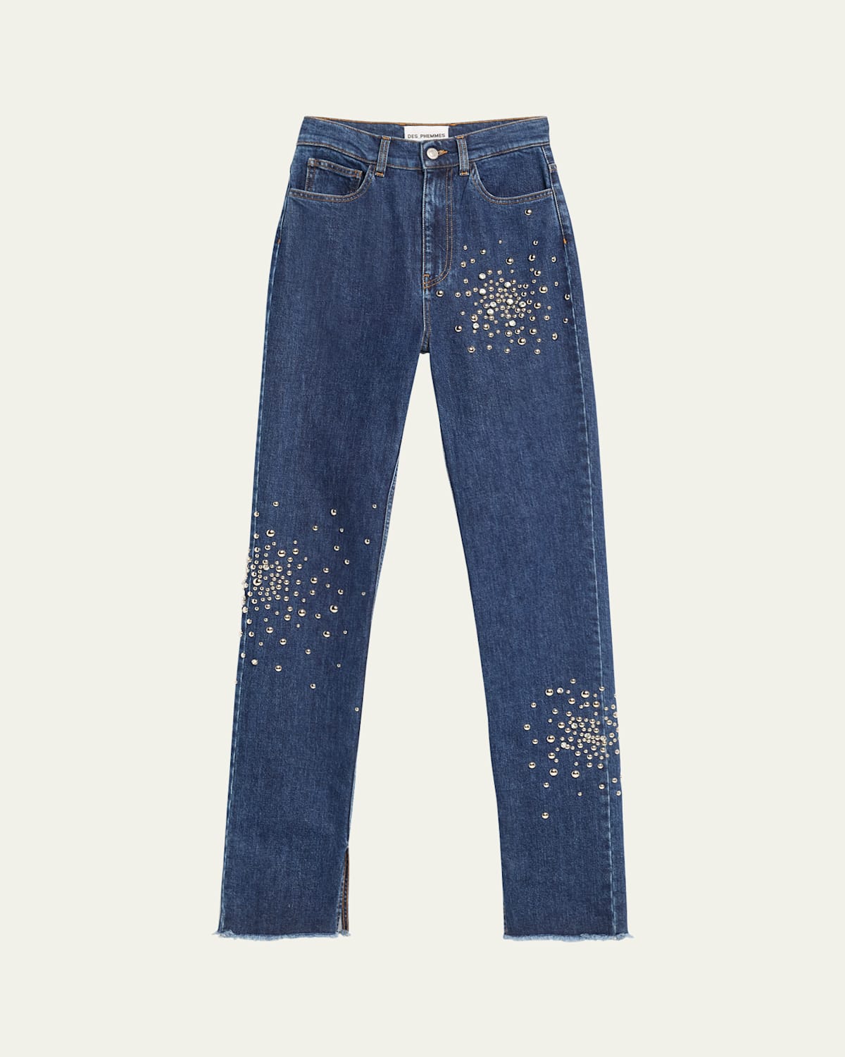 Embellished Skinny Side-Slit Jeans