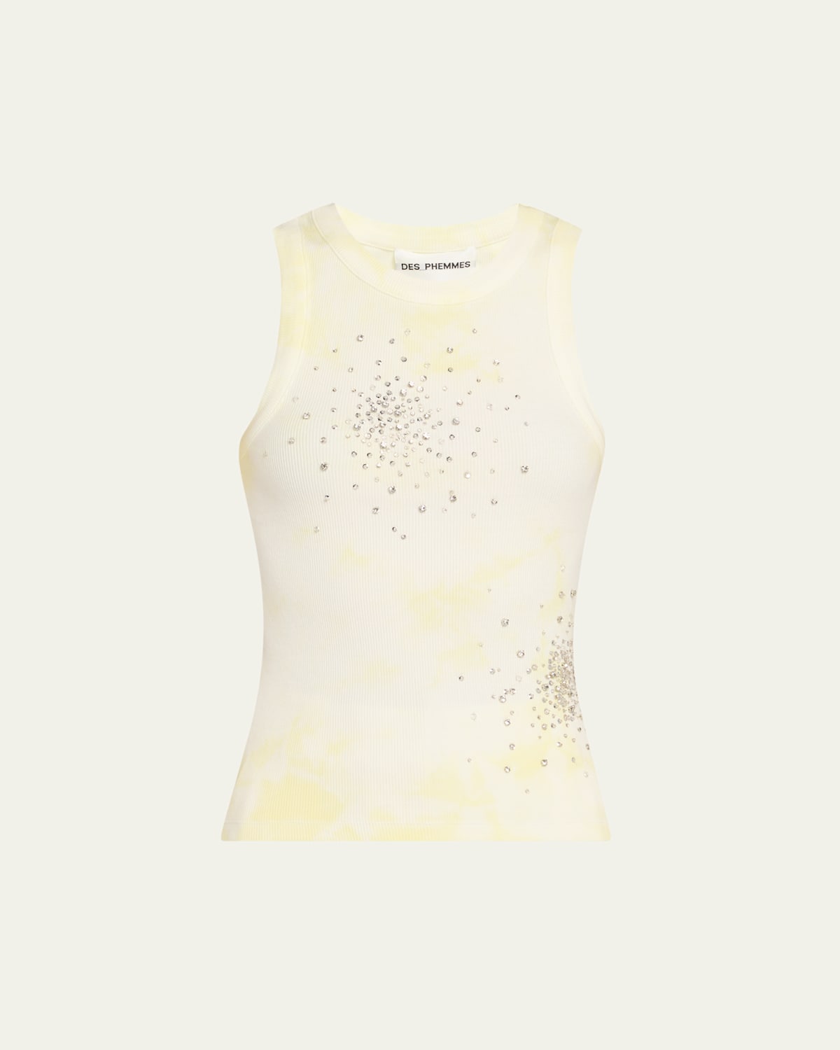 Des Phemmes Tie-dye Tank Top In White - Sylvan Green  D1056
