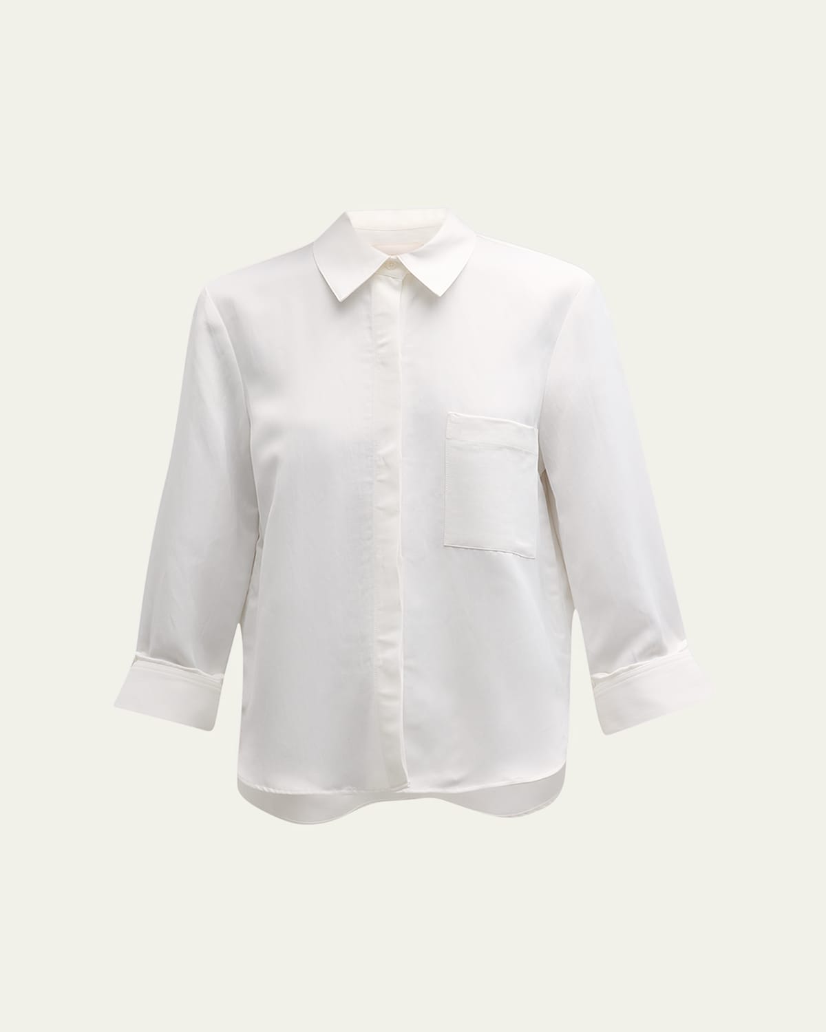 Cotton Button-Front Boyfriend Shirt