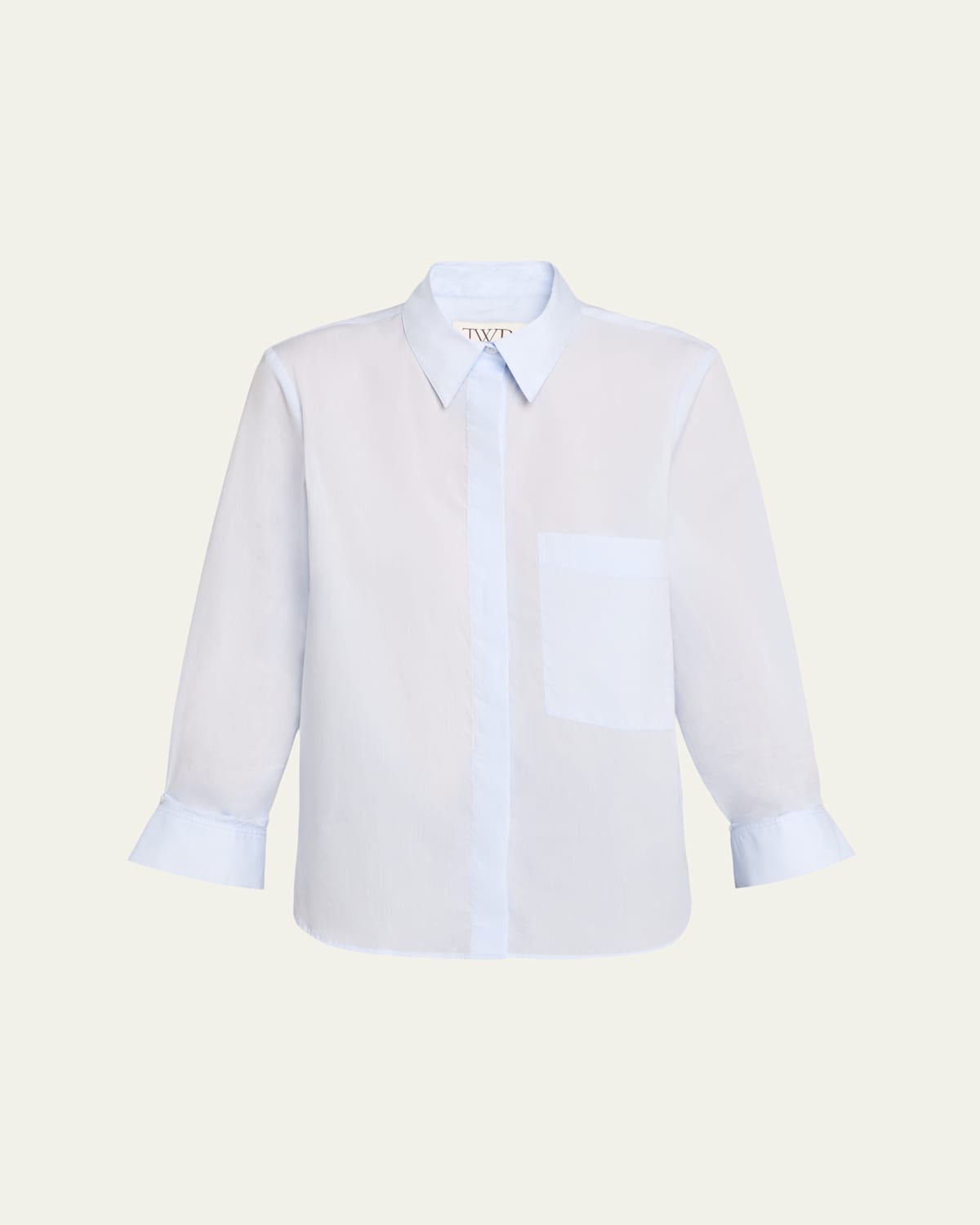 Twp Cotton Button-front Boyfriend Shirt In White