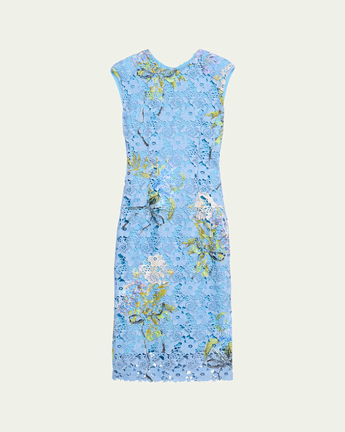 Hydrangea-Print Guipure Lace Sheath Dress