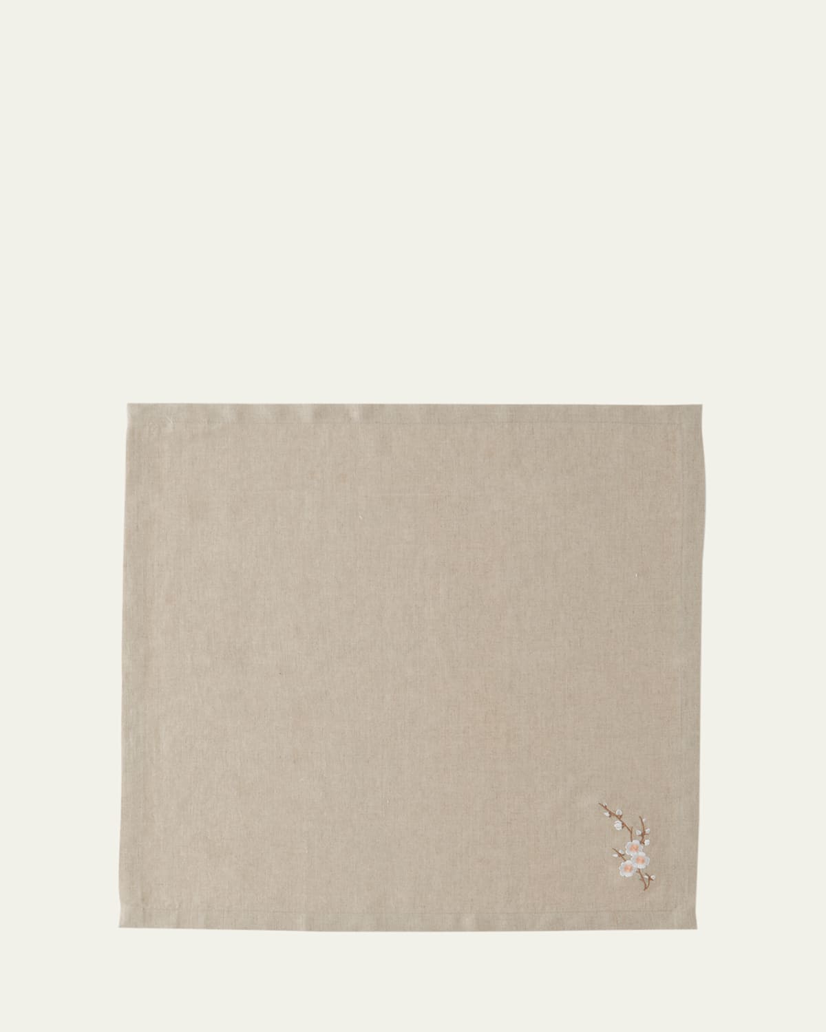 Le Reve D'anfu Cherry Blossom Embroidered Linen Napkin, 22" Square In Linen