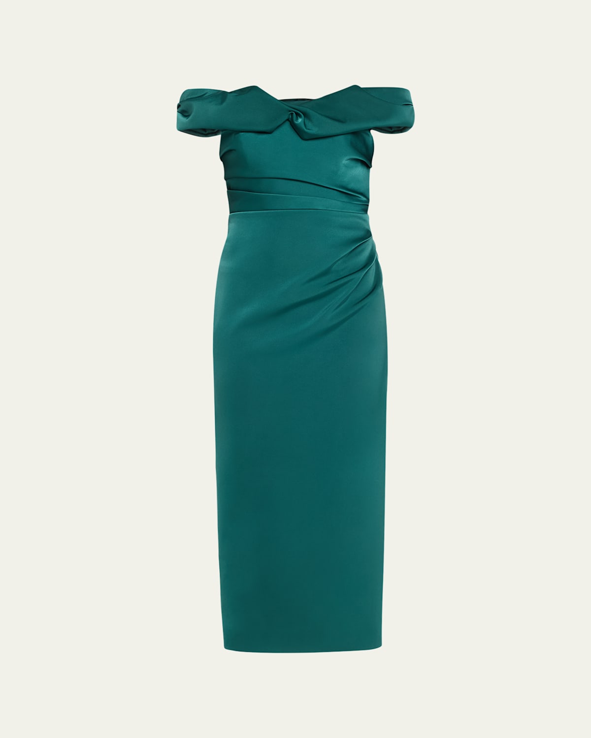 Daria Twisted Draped Off-The-Shoulder Midi Dress