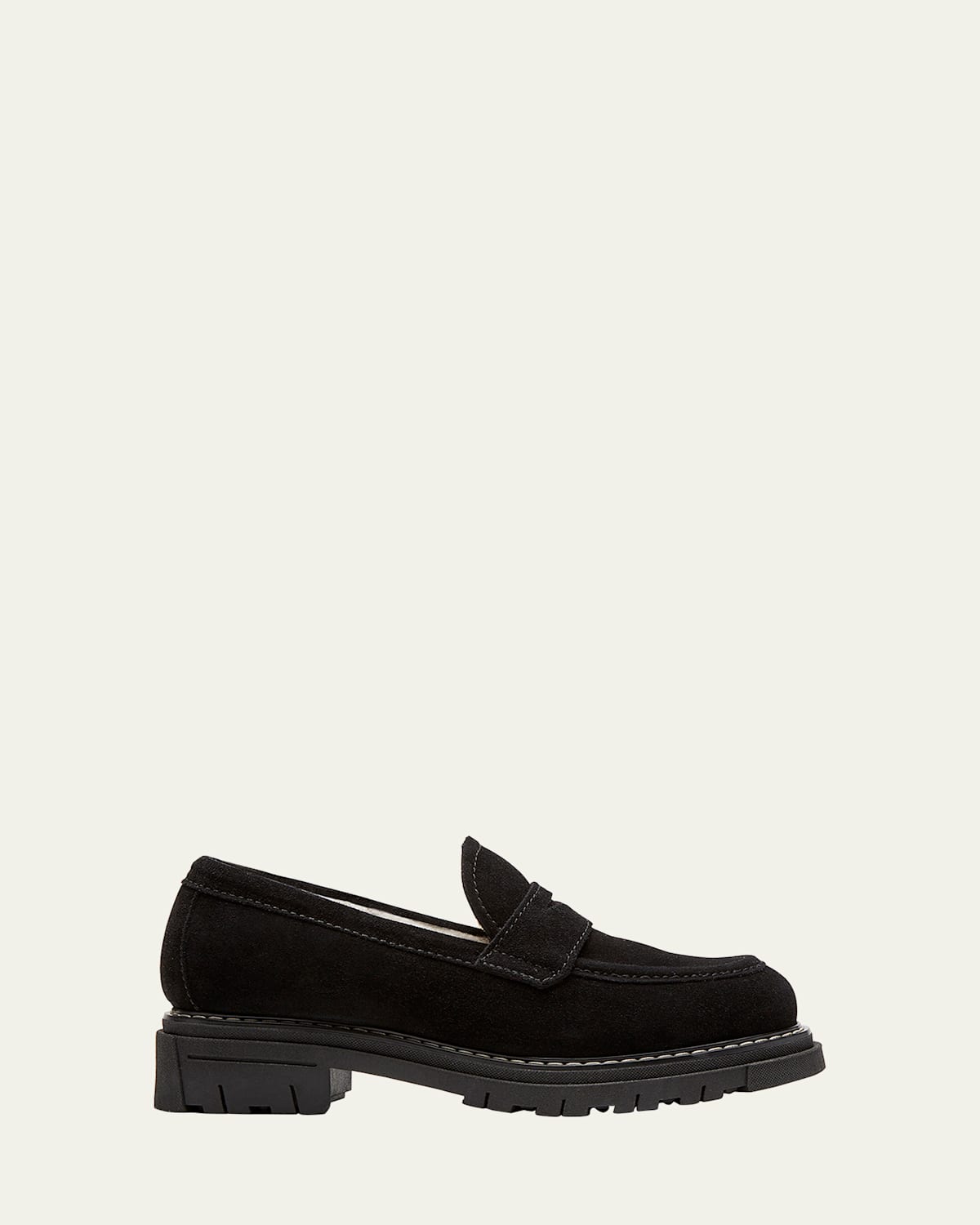 Devin Suede Shearling Penny Loafers