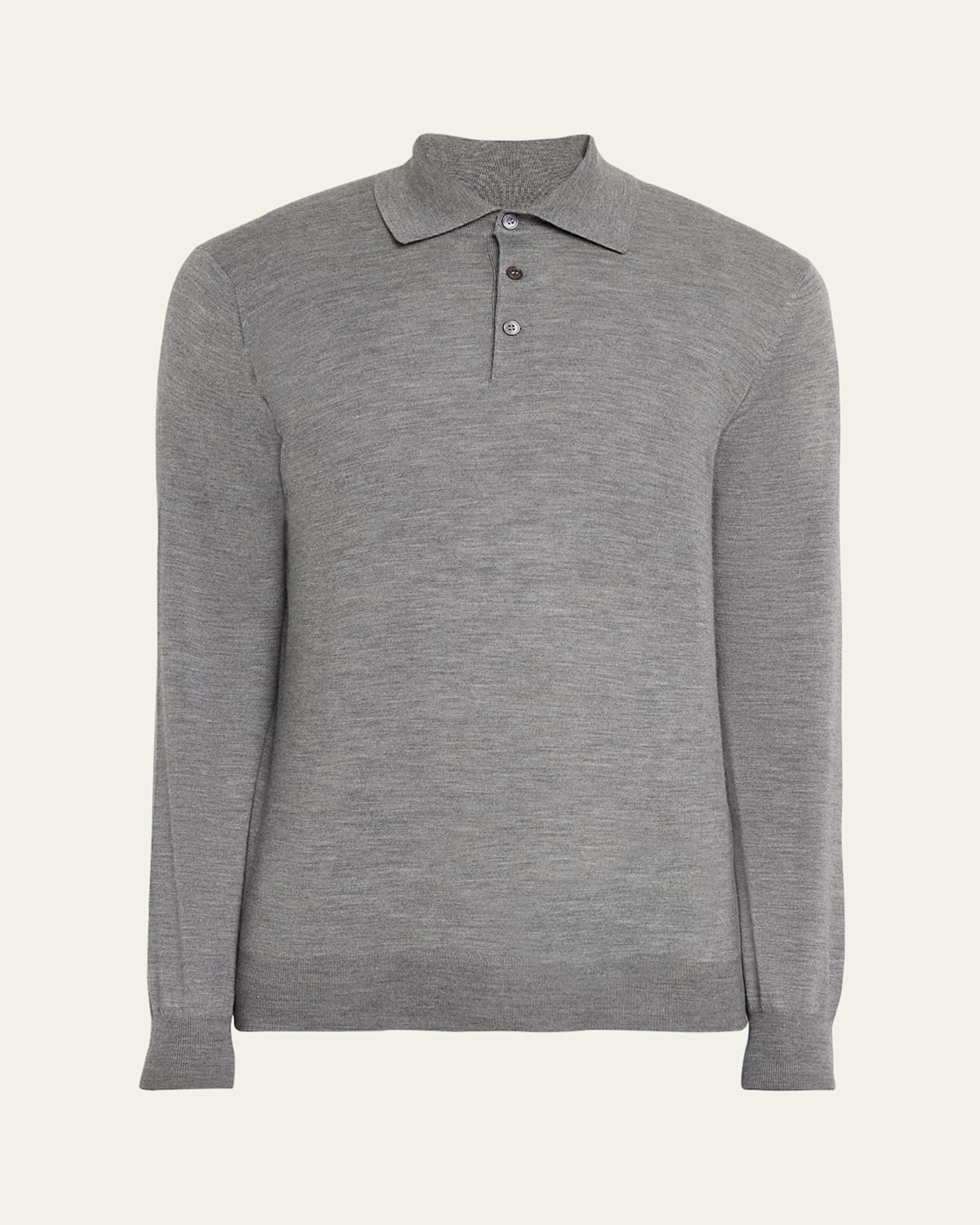 Brunello Cucinelli Cashmere Polo Ribbed Collar Cuffs Hem In Dark Grey