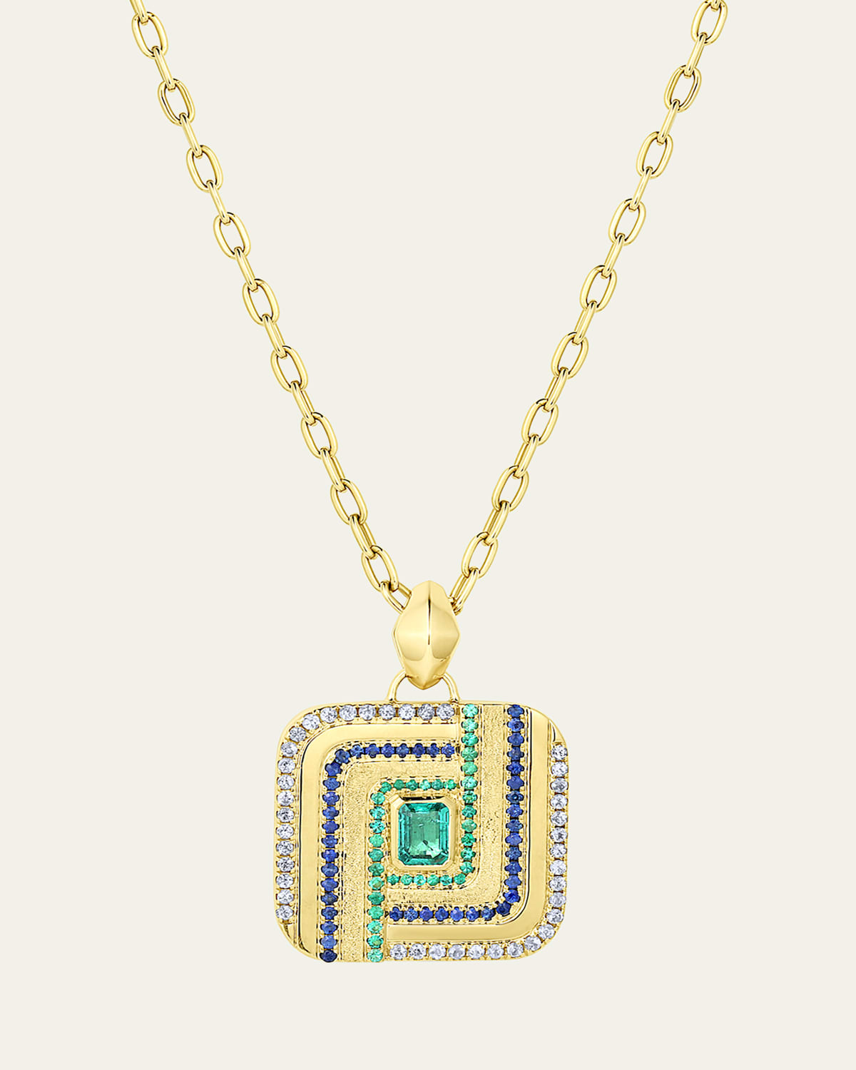Jennifer DeMoro Color Wave Path Pendant 18K Gold Necklace