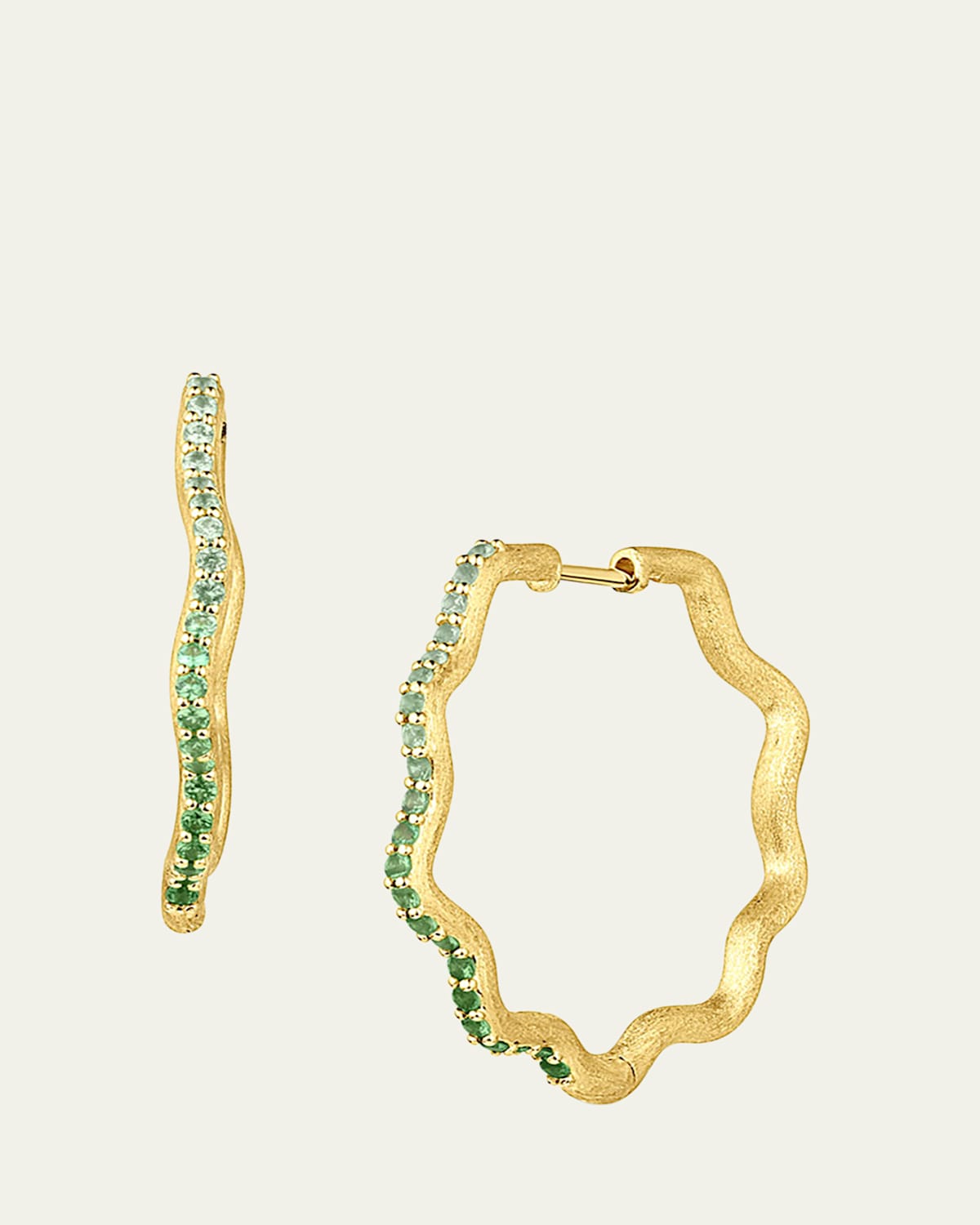 So Wavy Stardust Tsavorite 18K Gold Earrings