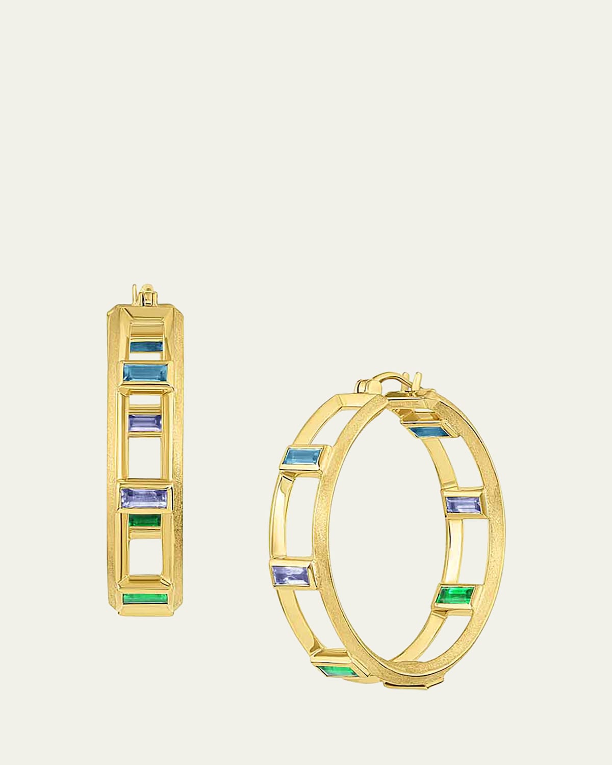 Full Sundown Multi-Stone 18K Gold Hoop Earrings