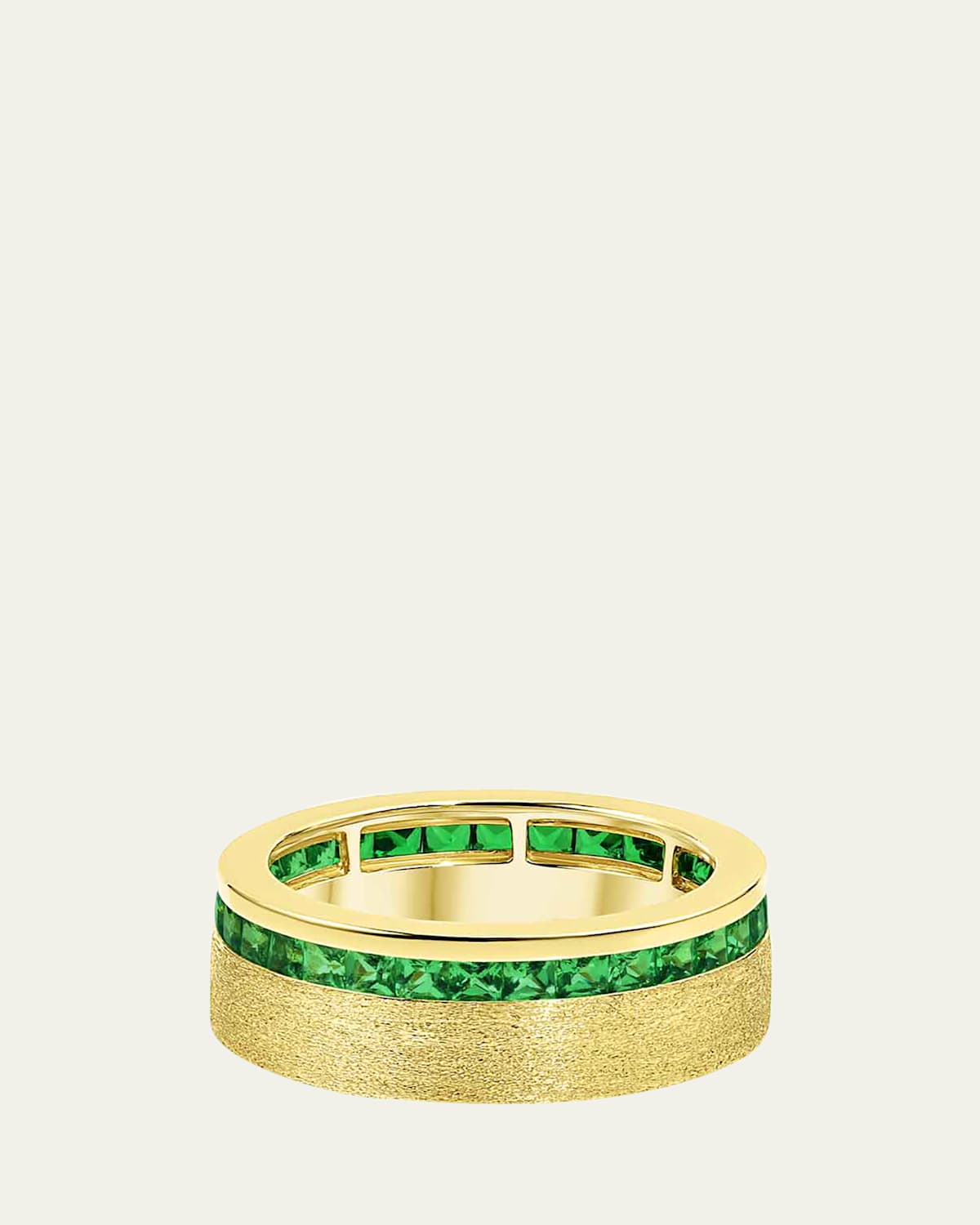 18K Gold Channel-Set Tsavorite Band Ring, Size 7