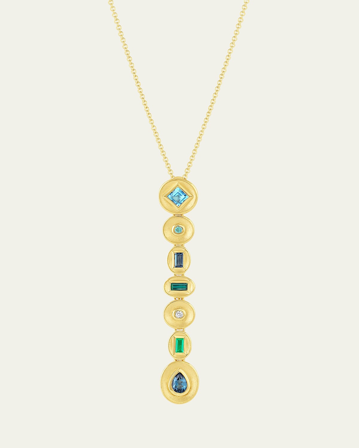 18K Gold Stardust Bezel Lariat Necklace