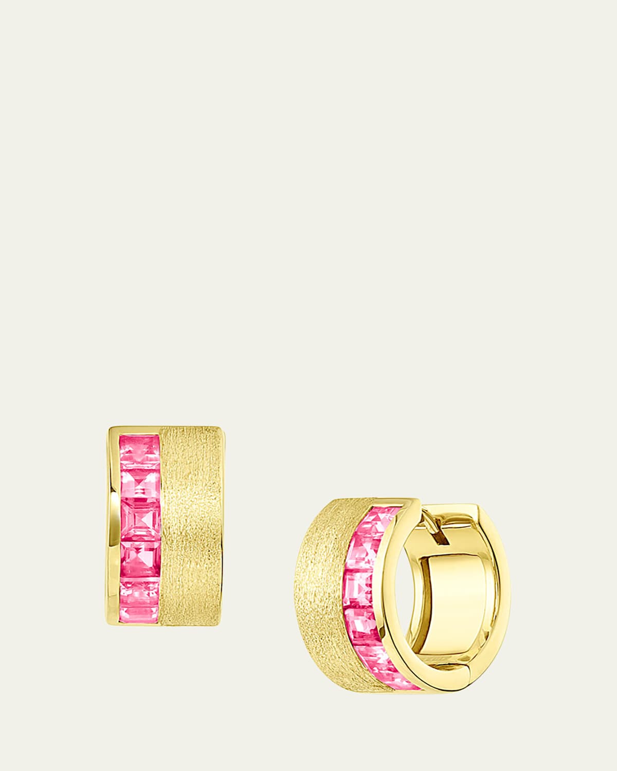 18K Gold Channel-Set Pink Sapphire Band Ring, Size 7