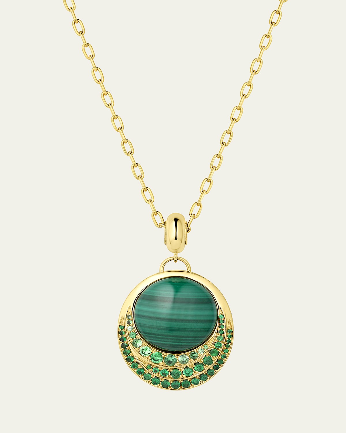 18K Gold Color Wave Malachite Pendant Necklace
