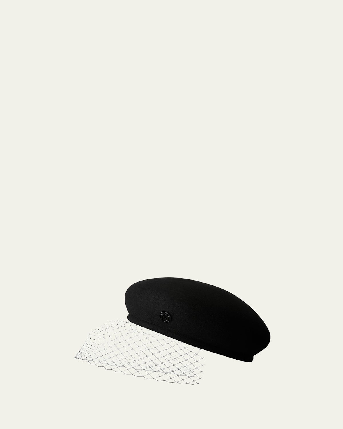 Maison Michel New Bonnie Black Veil Felt Beret
