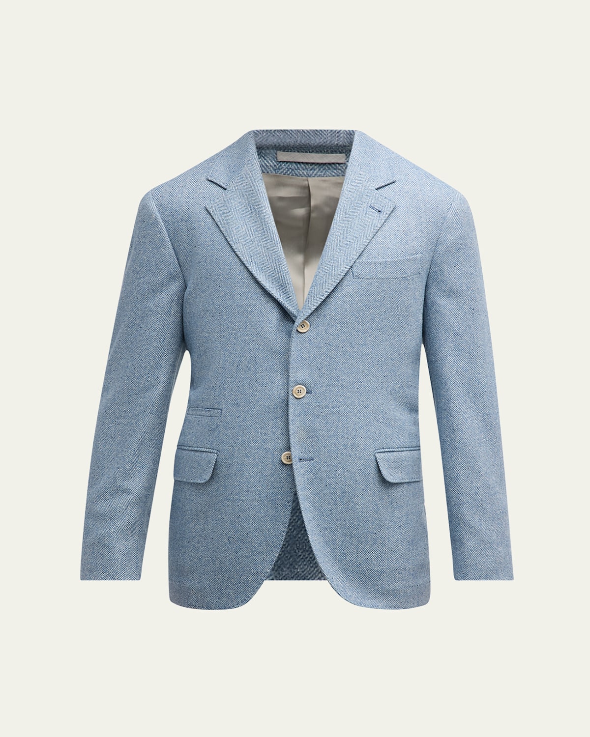 Brunello Cucinelli Men's Chevron Three-button Sport Coat In Cloud