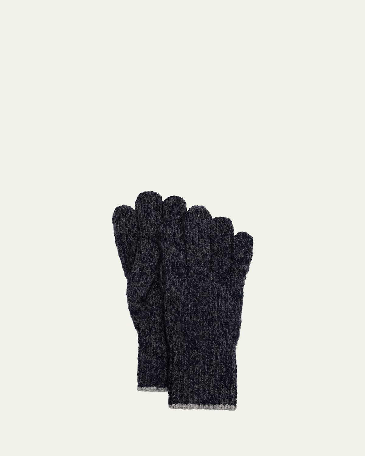 Brunello Cucinelli Men's Wool And Cashmere Knit Gloves In Navy/dark Grey