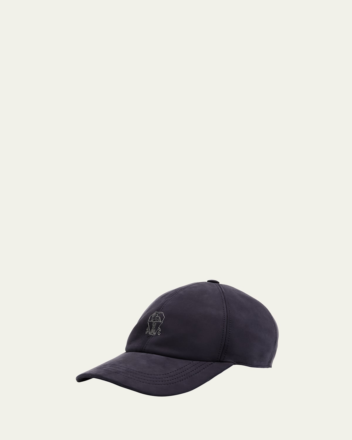 Brunello Cucinelli Lightweight Suede Baseball Cap With Embroidered Logo Hats Blue In Navy