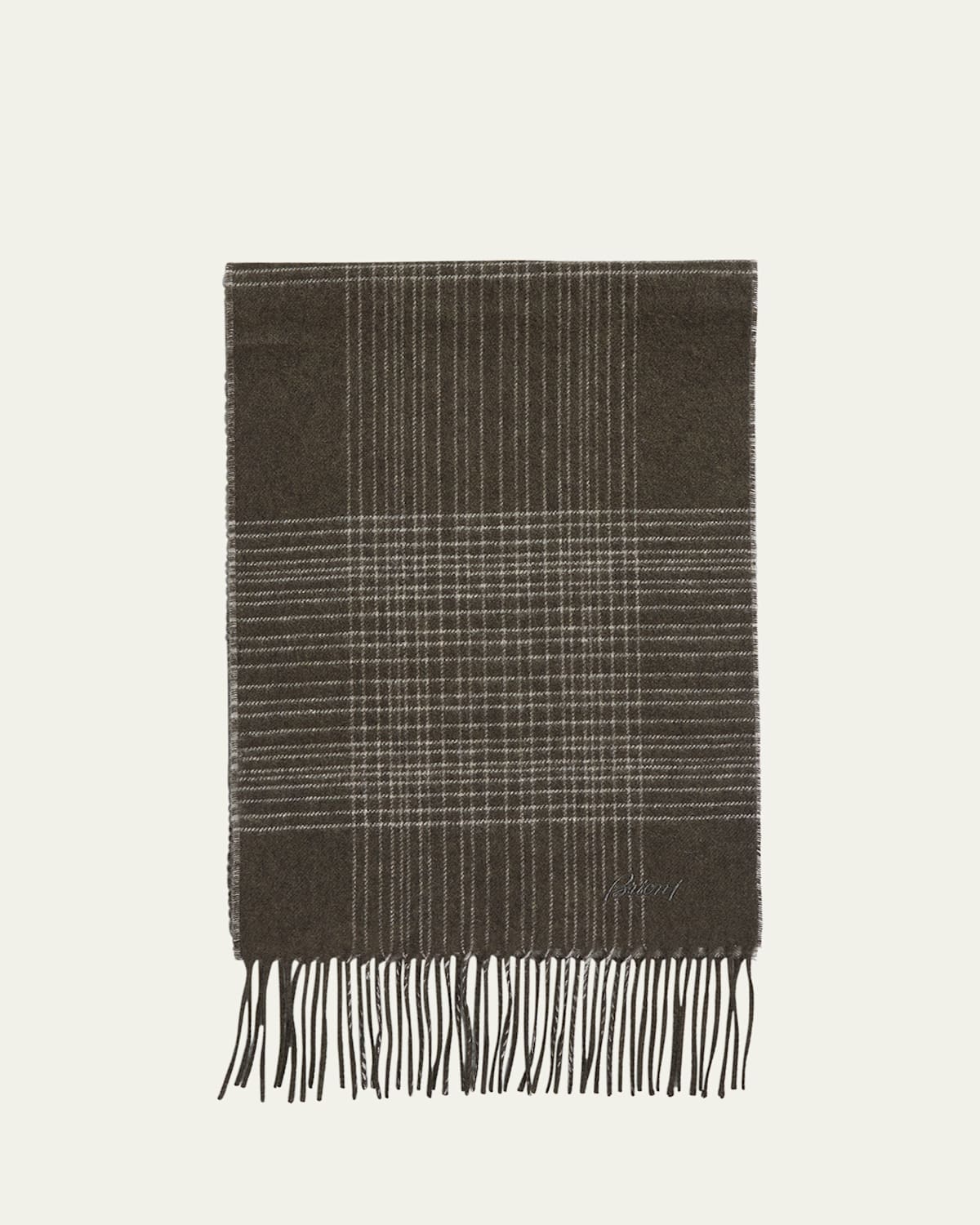 Men's Plaid Fringe Silk Cashmere Scarf