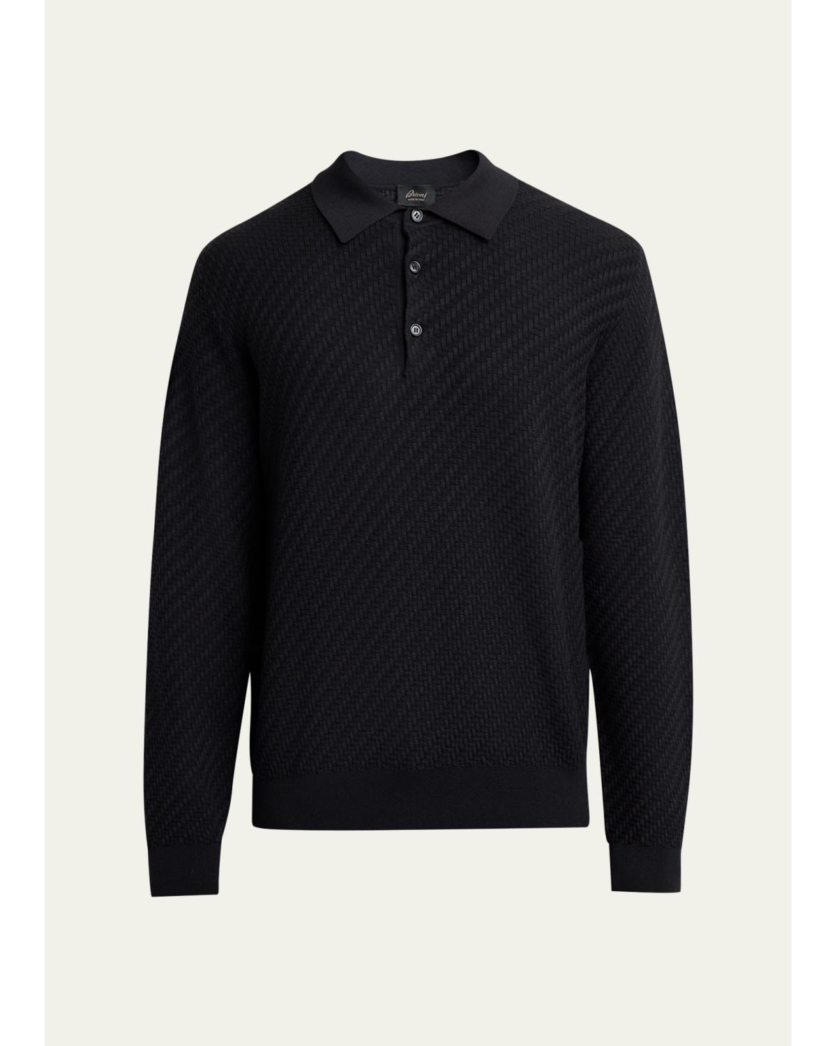 Men'S Basketweave Polo Sweater