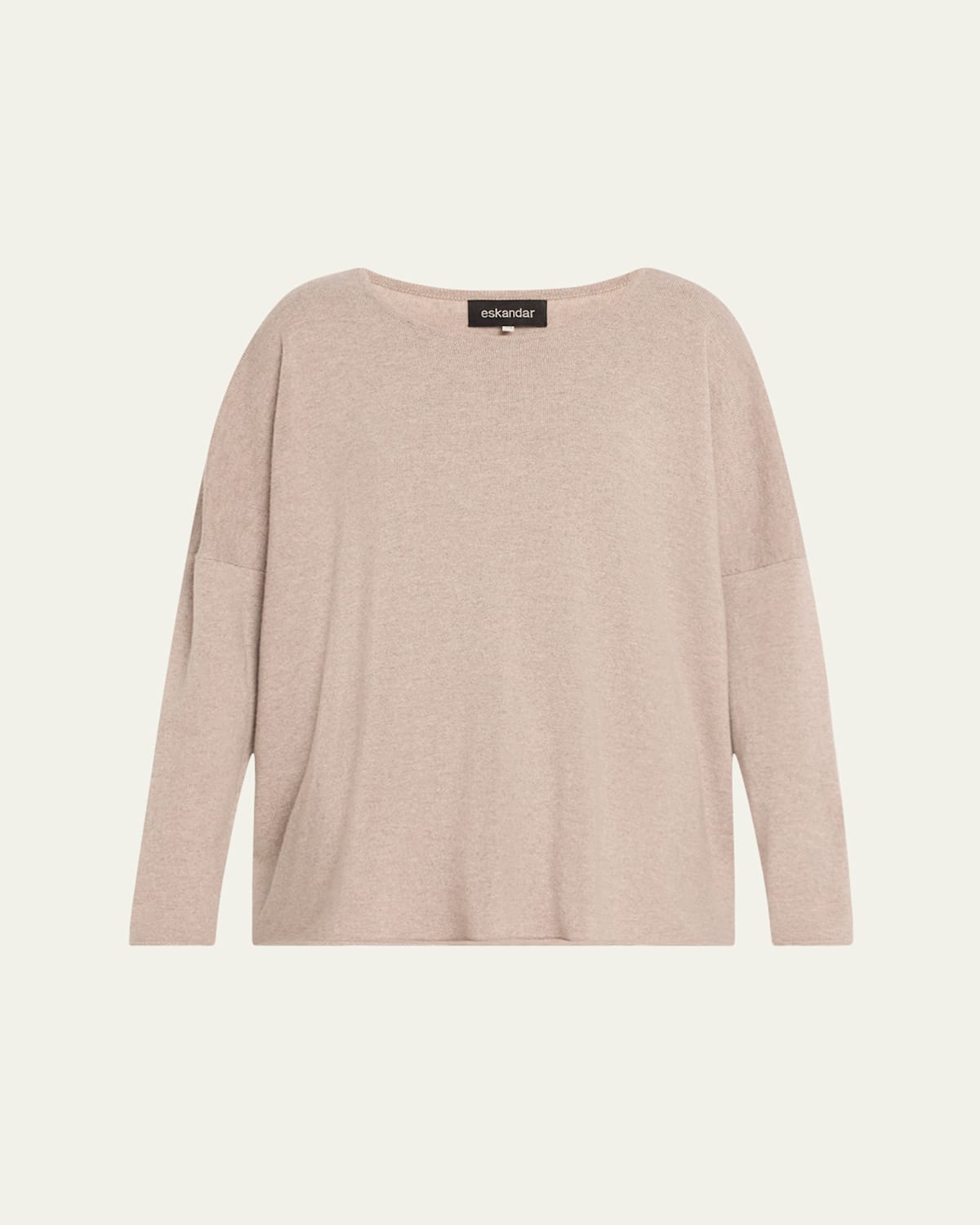 Slim-Sleeve Raw Edge Bateau-Neck Sweater (Mid Plus Length)