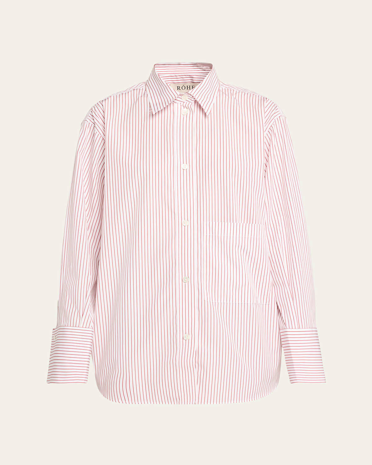 Stripe Button-Front Shirt with Wide Cuffs