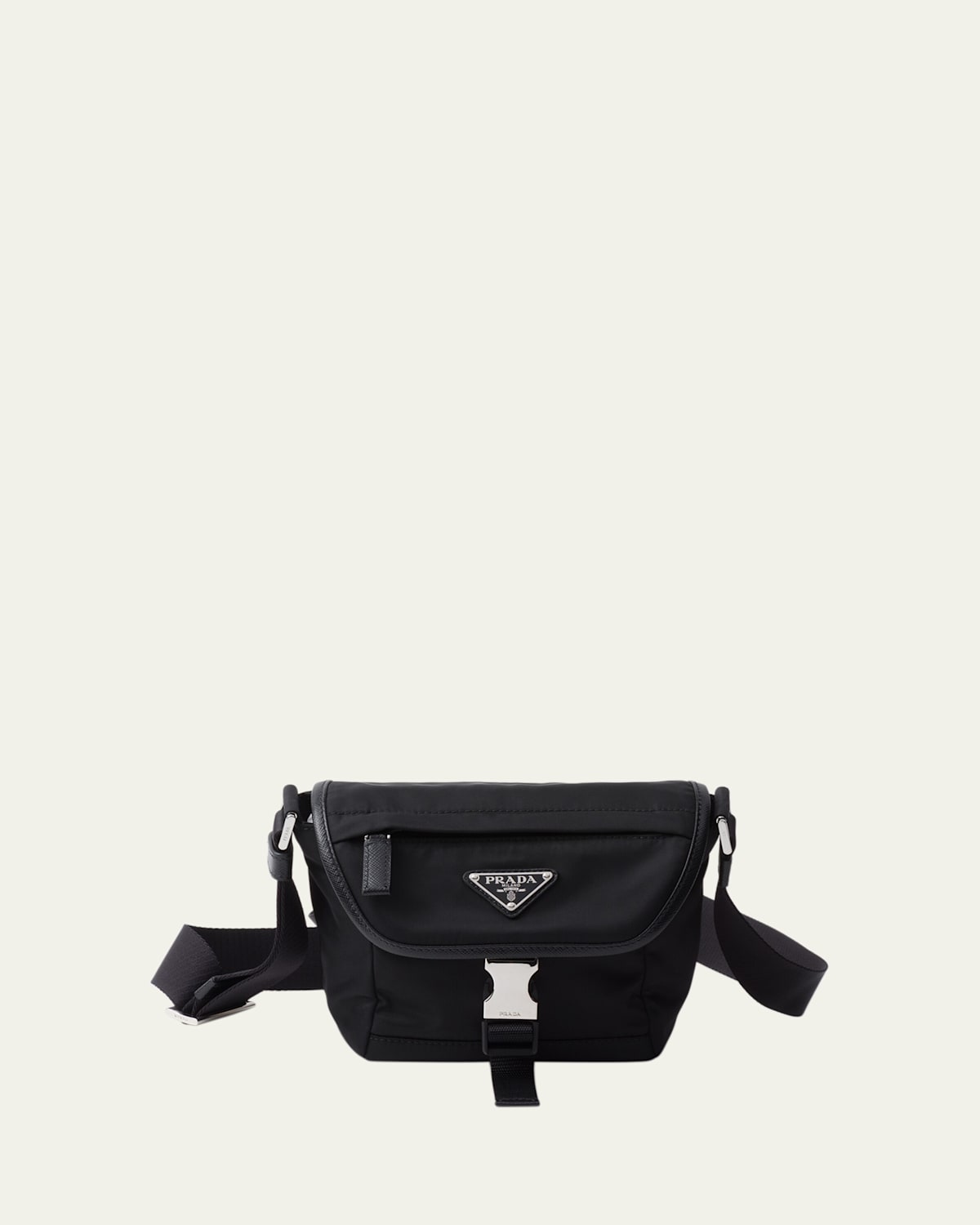 Prada Womens Black Re-nylon Brand-plaque Leather And Nylon Shoulder Bag In Nero
