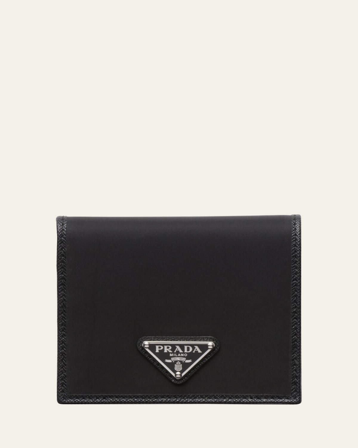 Prada Mens Black Re-nylon Small Recycled-nylon And Leather Wallet In Nero