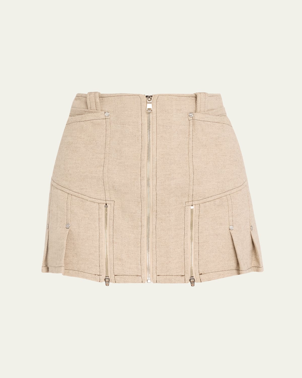 Zip Slit Wool Mini Skirt