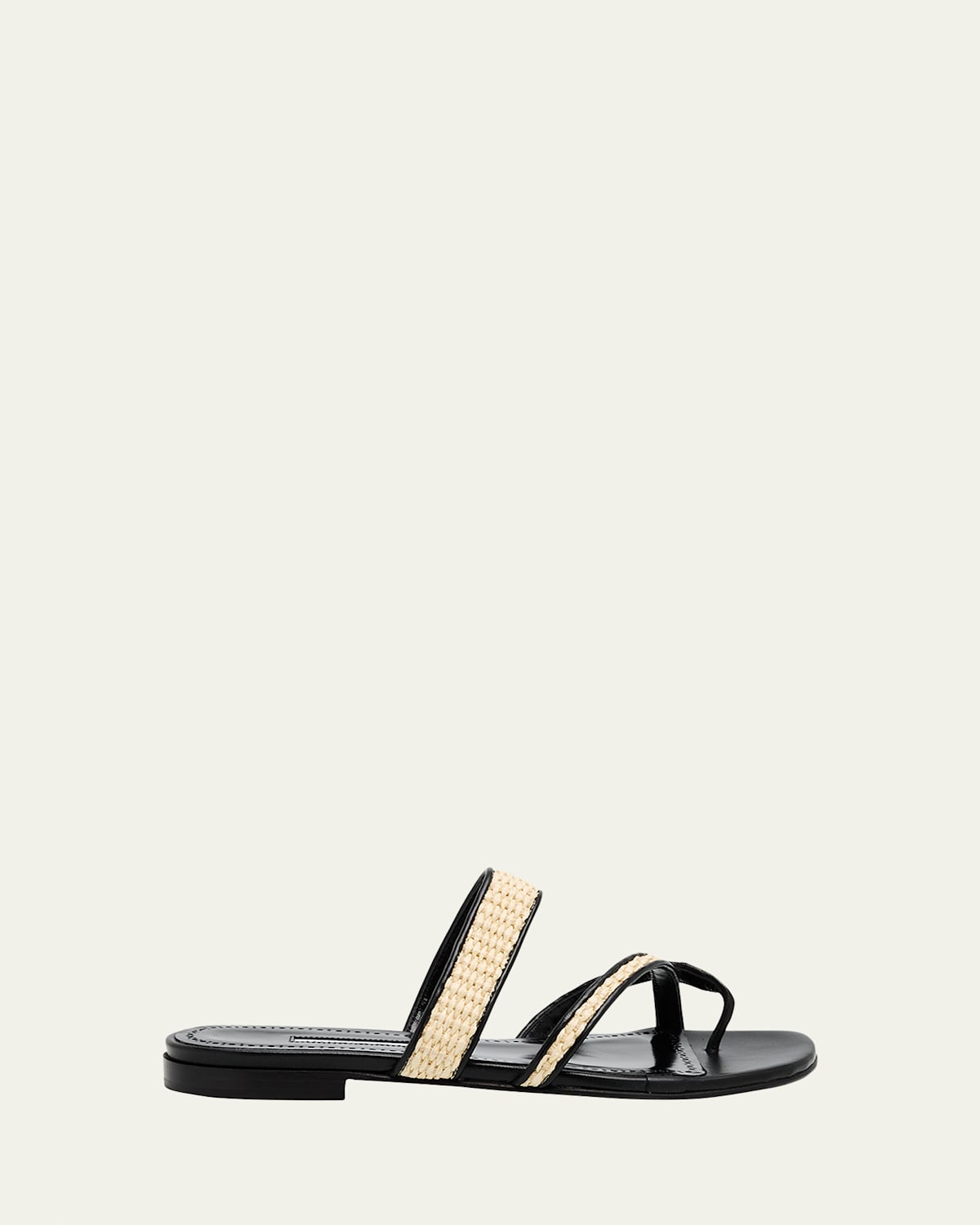 Manolo Blahnik Susara Woven Flat Slide Sandals In Multi