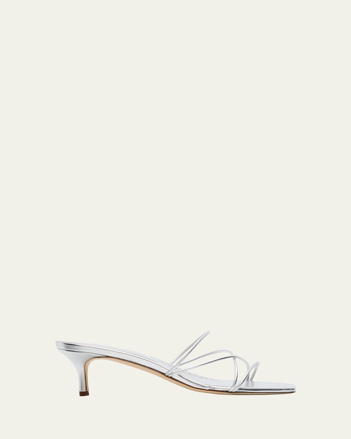Strappy Metallic Leather Slide Sandals