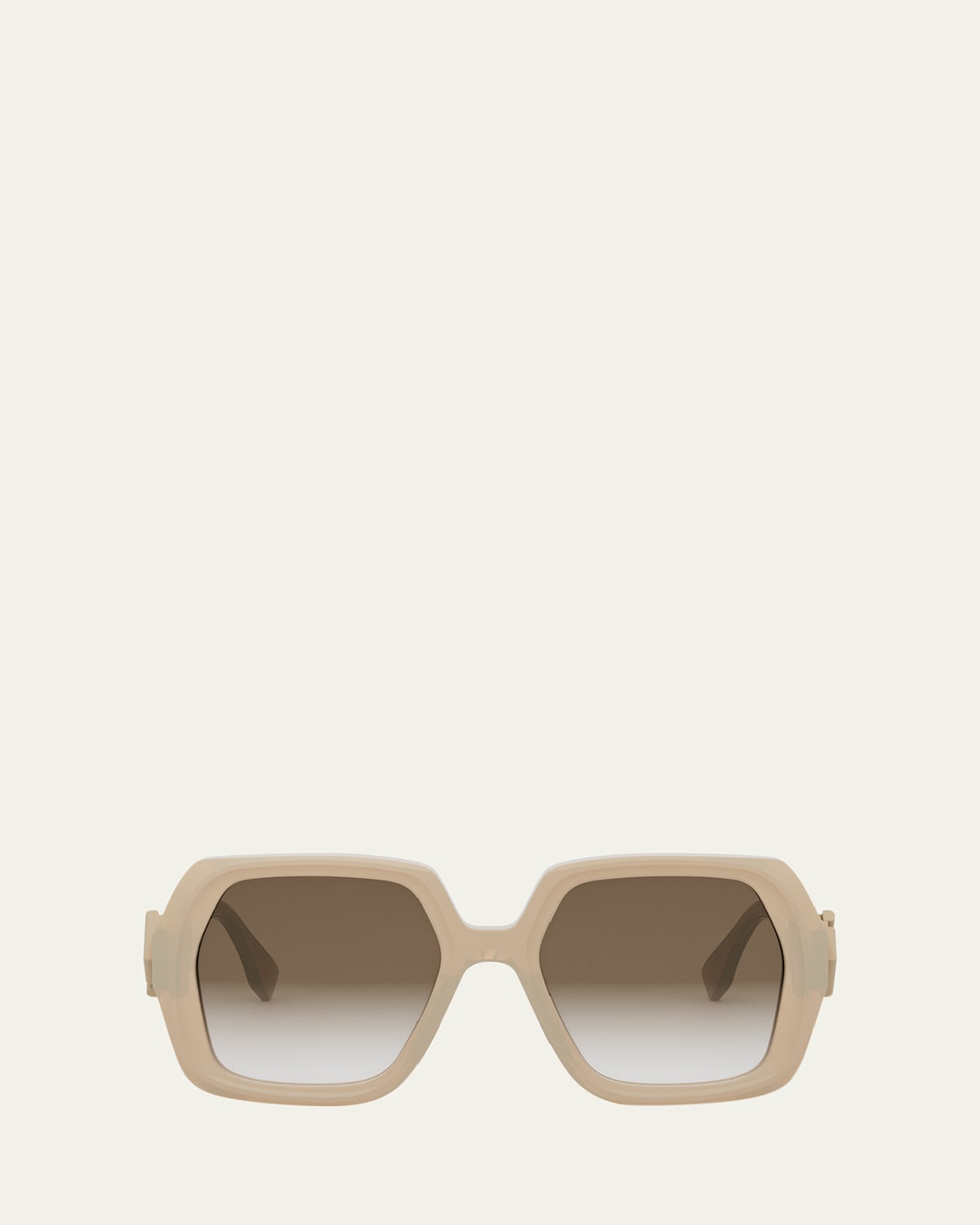 Fendi Eyewear Geometric Frame Sunglasses In Shiny Beige/gradient Brown