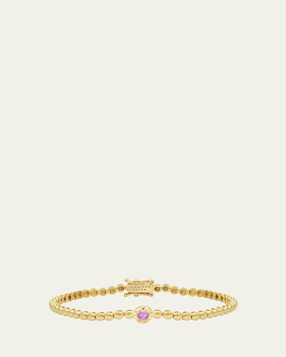 18K Yellow Gold Mini Bezel Tennis Bracelet with Pink Sapphire