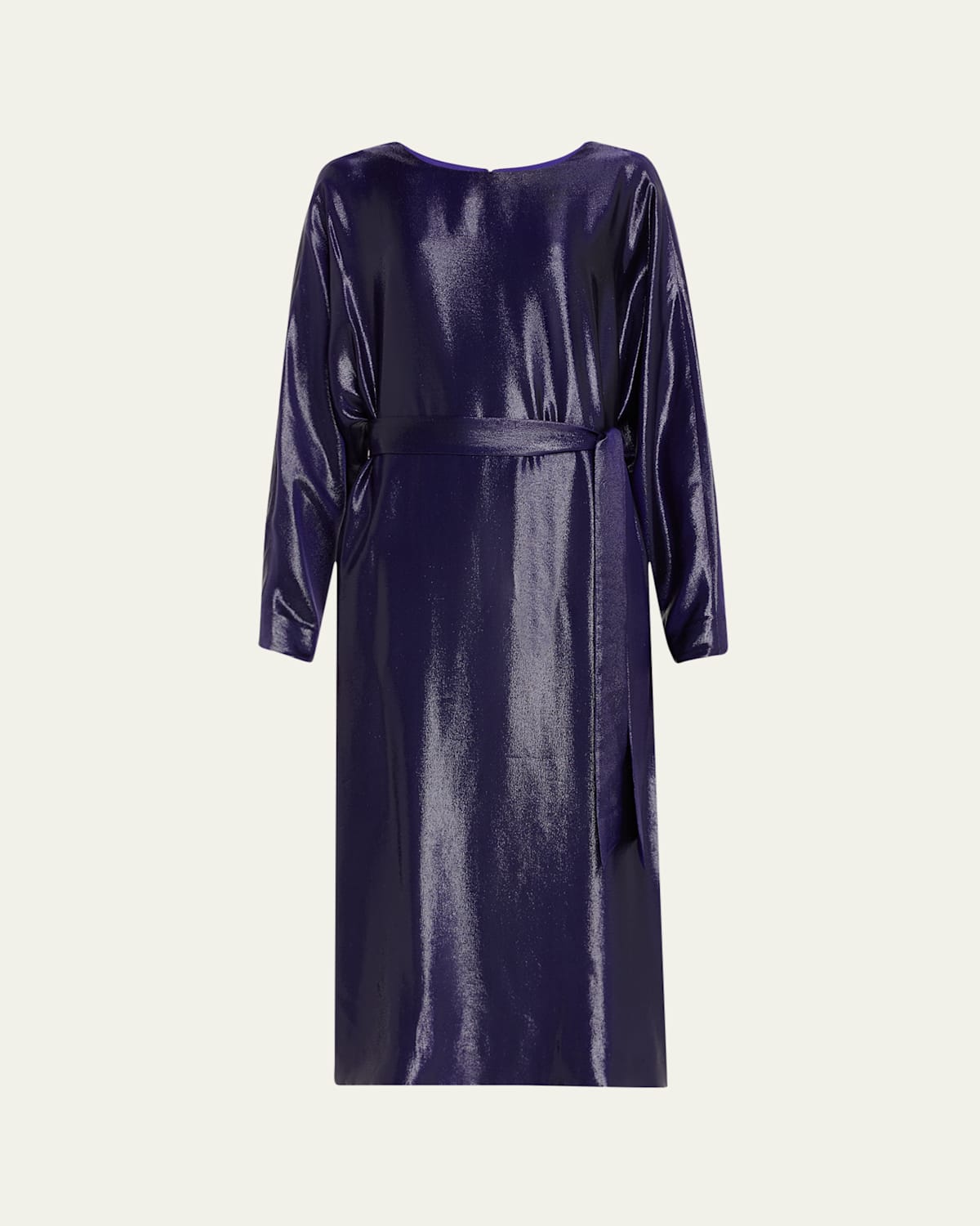 Charlize Self-Tie Midi Shiny Metallic Dress