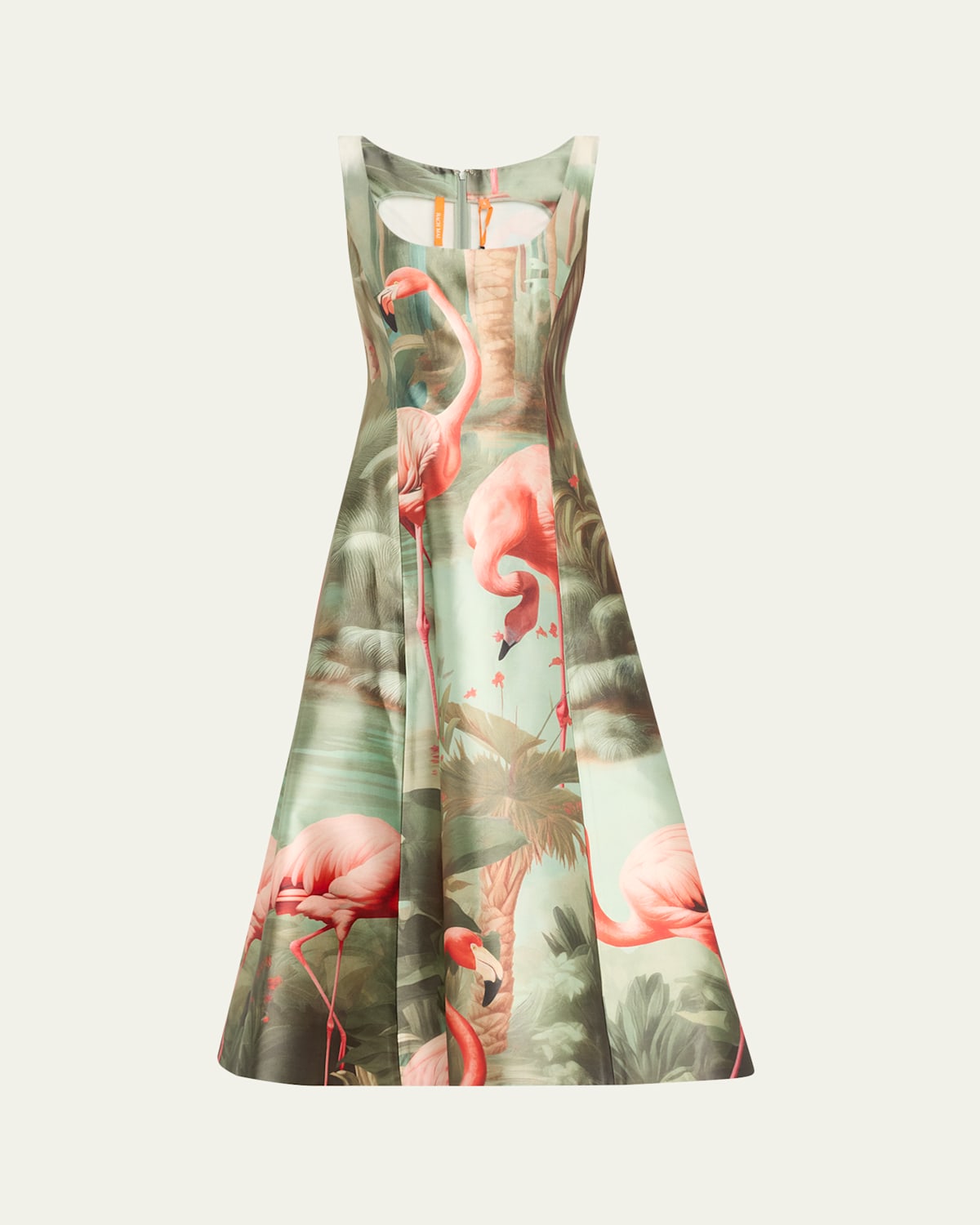 Flamingo Print Midi Dress