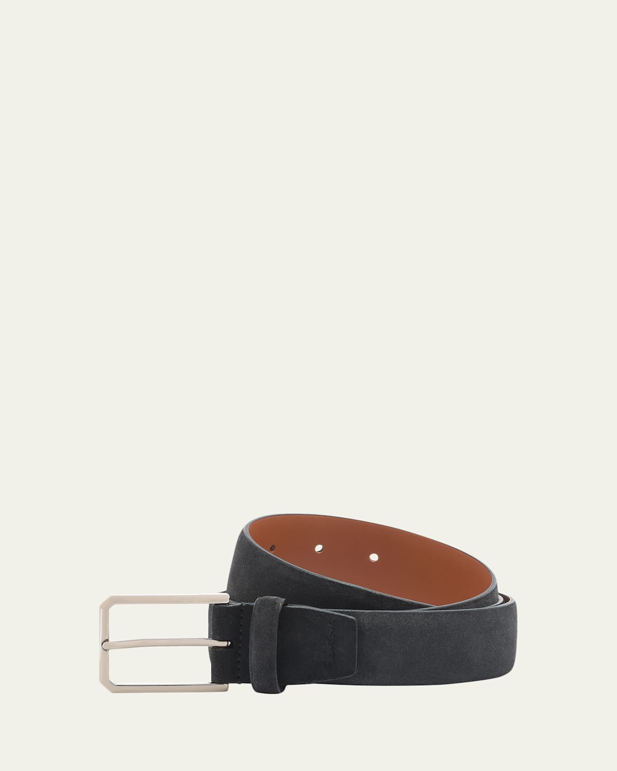 Santoni Men's Square-Buckle Suede Belt
