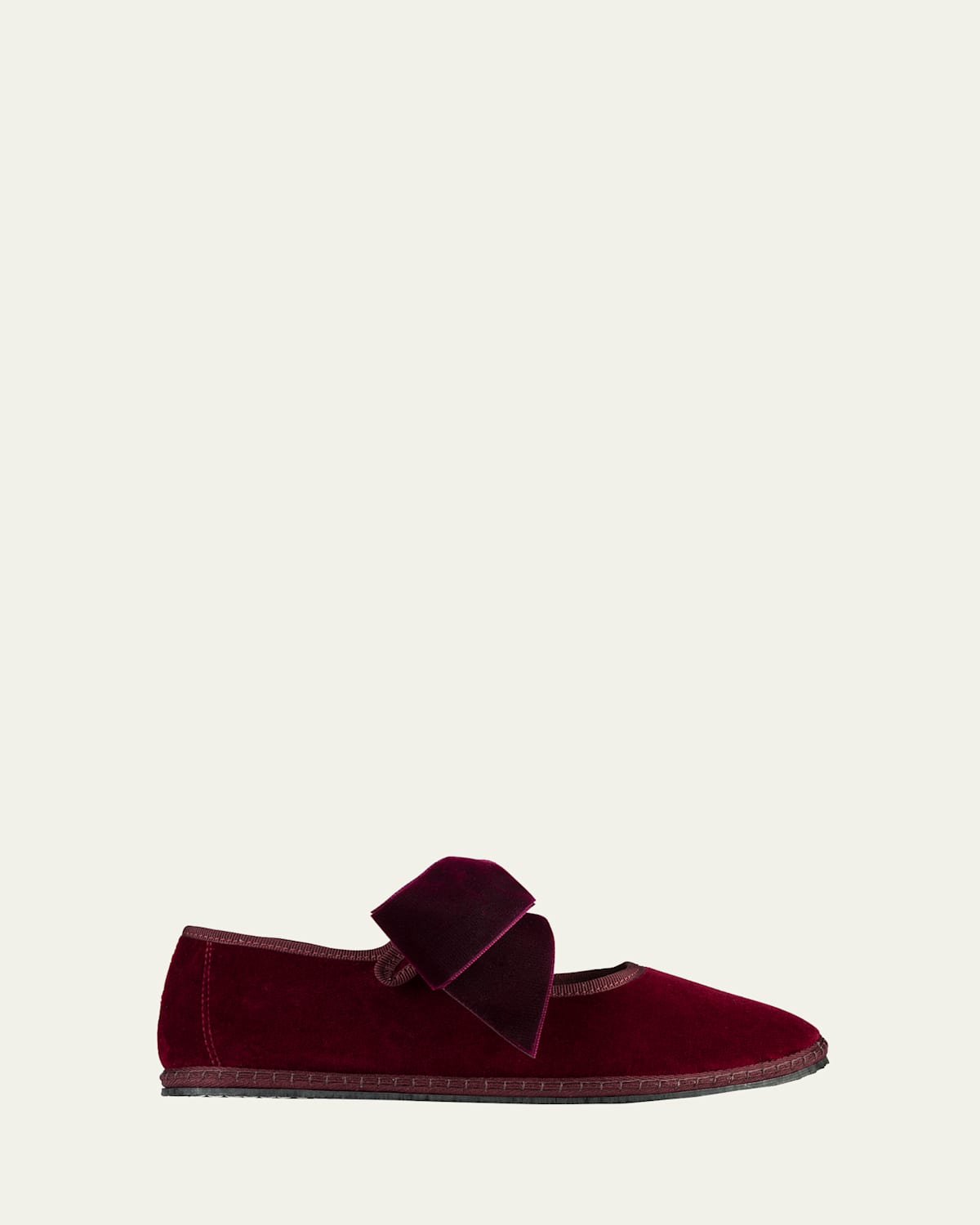 Vibi Cotton Bow Ballerina Flats In Bordeaux